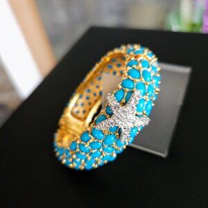 Vintage Kenneth J Lane KJL Starfish Hinged Clamper Bracelet
